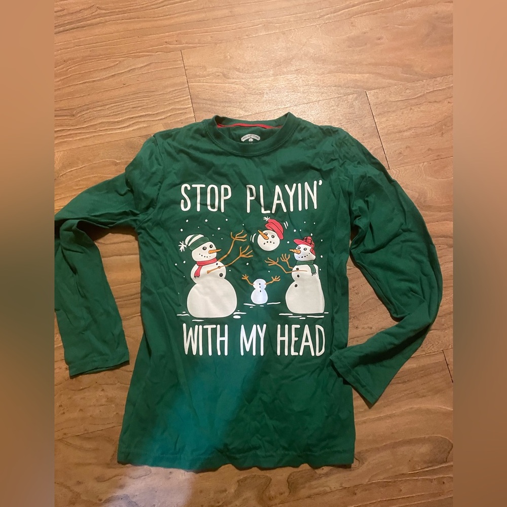 Kids Holiday Time Long sleeve T-shirt snowman  10/12 large